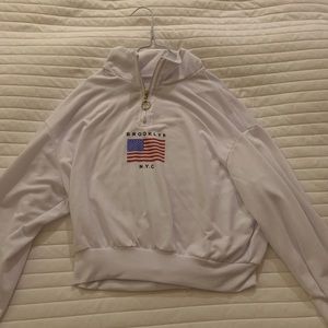 White Cropped Quarter Zip